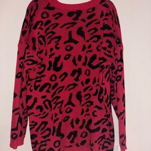 Stylish Red Animal Print Sweater